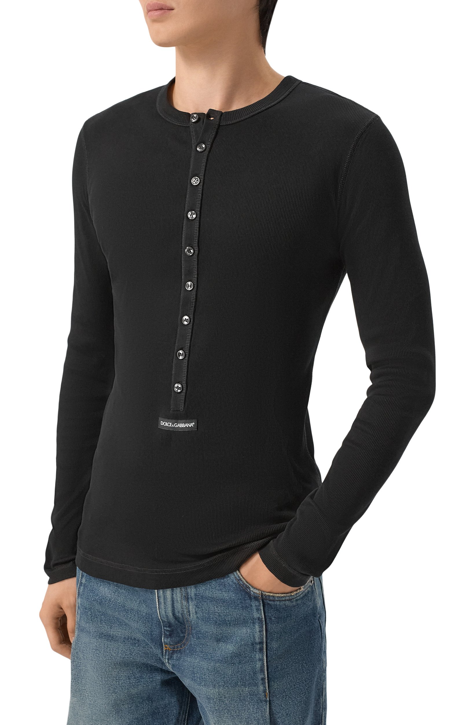 Хлопковый лонгслив-хенли DOLCE & GABBANA, арт. G8PG8T/G7P3I, фото 3