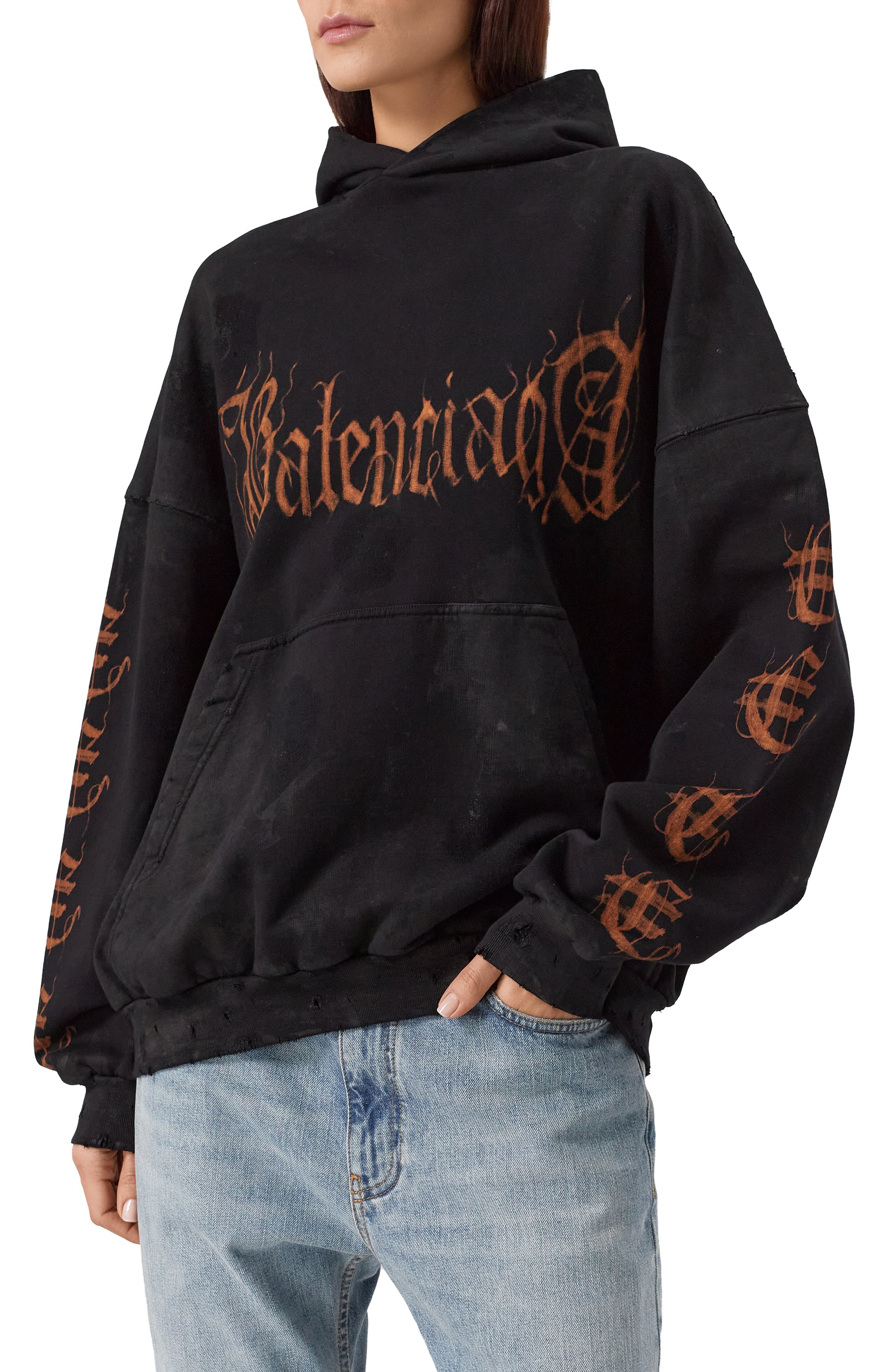 Хлопковое худи BALENCIAGA черного цвета по цене 104000 руб., арт. 739024TOVD8 1055, фото 3 Хлопковое худи BALENCIAGA, арт. 739024TOVD8 1055, фото 3