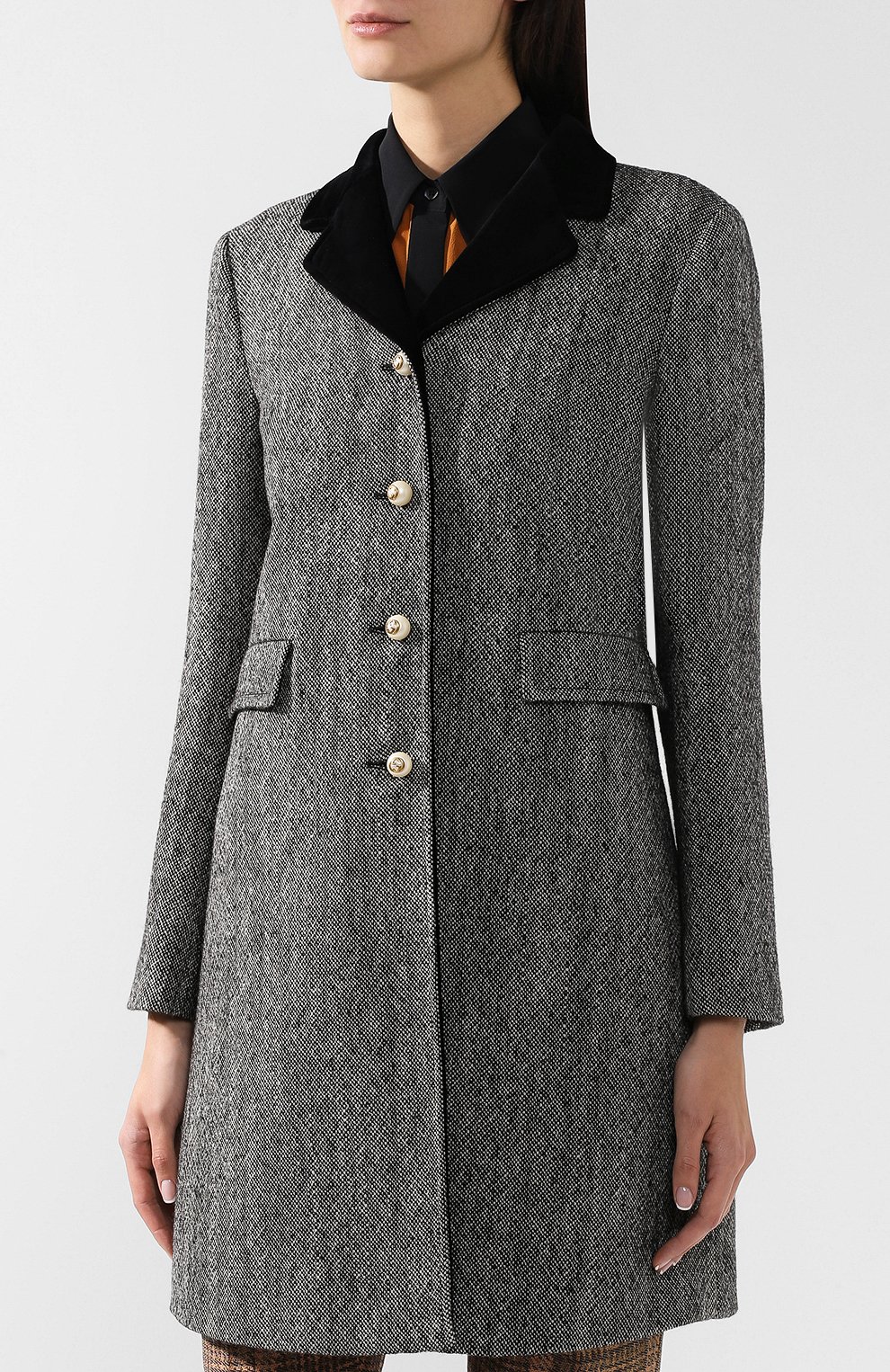 Шерстяное пальто с контрастным воротником GUCCI, арт. 516422/ZLW05, фото 3