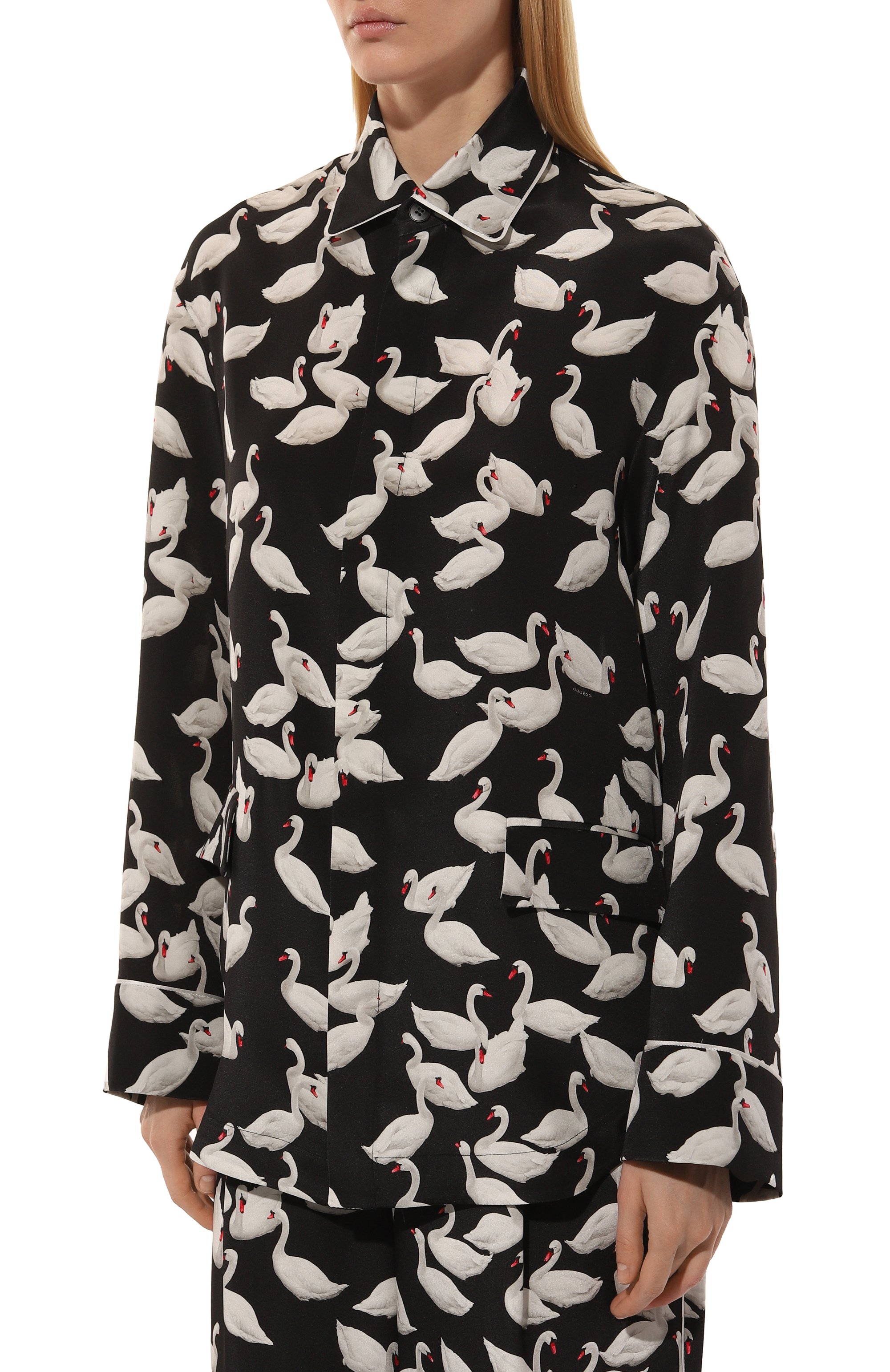 Шелковая рубашка GOOROO черного цвета по цене 75330 руб., арт. SH014-2002-9901-FW24/25, фото 3 Шелковая рубашка GOOROO, арт. SH014-2002-9901-FW24/25, фото 3