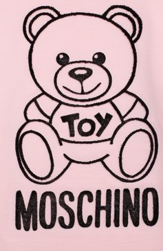 Детское хлопковое платье MOSCHINO розового цвета, арт. HAV081/LDA17/4A-8A | Фото 3 (Рукава: Длинные; Случай: Повседневный; Материал сплава: Проставлено; Материал внешний: Хлопок; Девочки Кросс-КТ: Платье-одежда; Драгоценные камни: Проставлено; Ростовка одежда: 4 года | 104 см, 5 лет | 110 см, 6 лет | 116 см, 8 лет | 128 см)