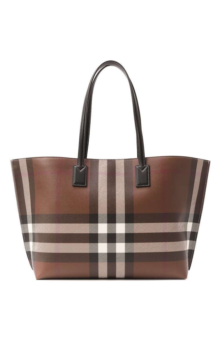 Женская сумка-тоут BURBERRY темно-коричневого цвета, арт. 8069659 | Фото 6 (Размер: medium; Материал: Текстиль, Экокожа; Автоматизация ТО: Проставлено; Автоматизация состава: Проставлено)