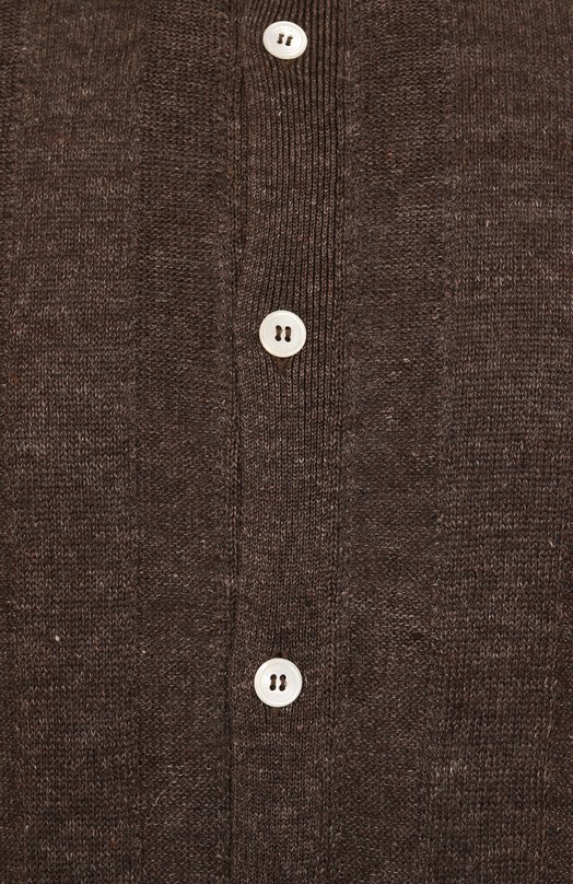 Рубашка изо льна и хлопка Brunello Cucinelli M2L707805 Коричневый  M2L707805 Фото 6