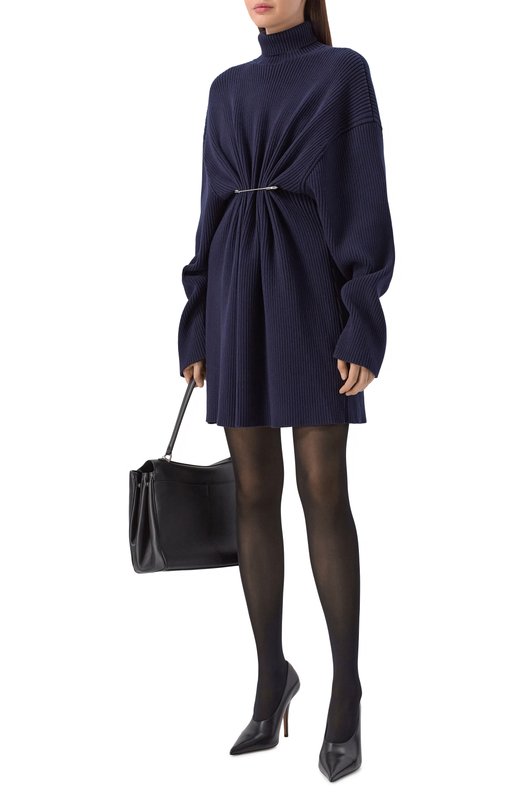 Платье из хлопка и шерсти Balenciaga 850028/T1759 Синий  850028/T1759 Фото 2