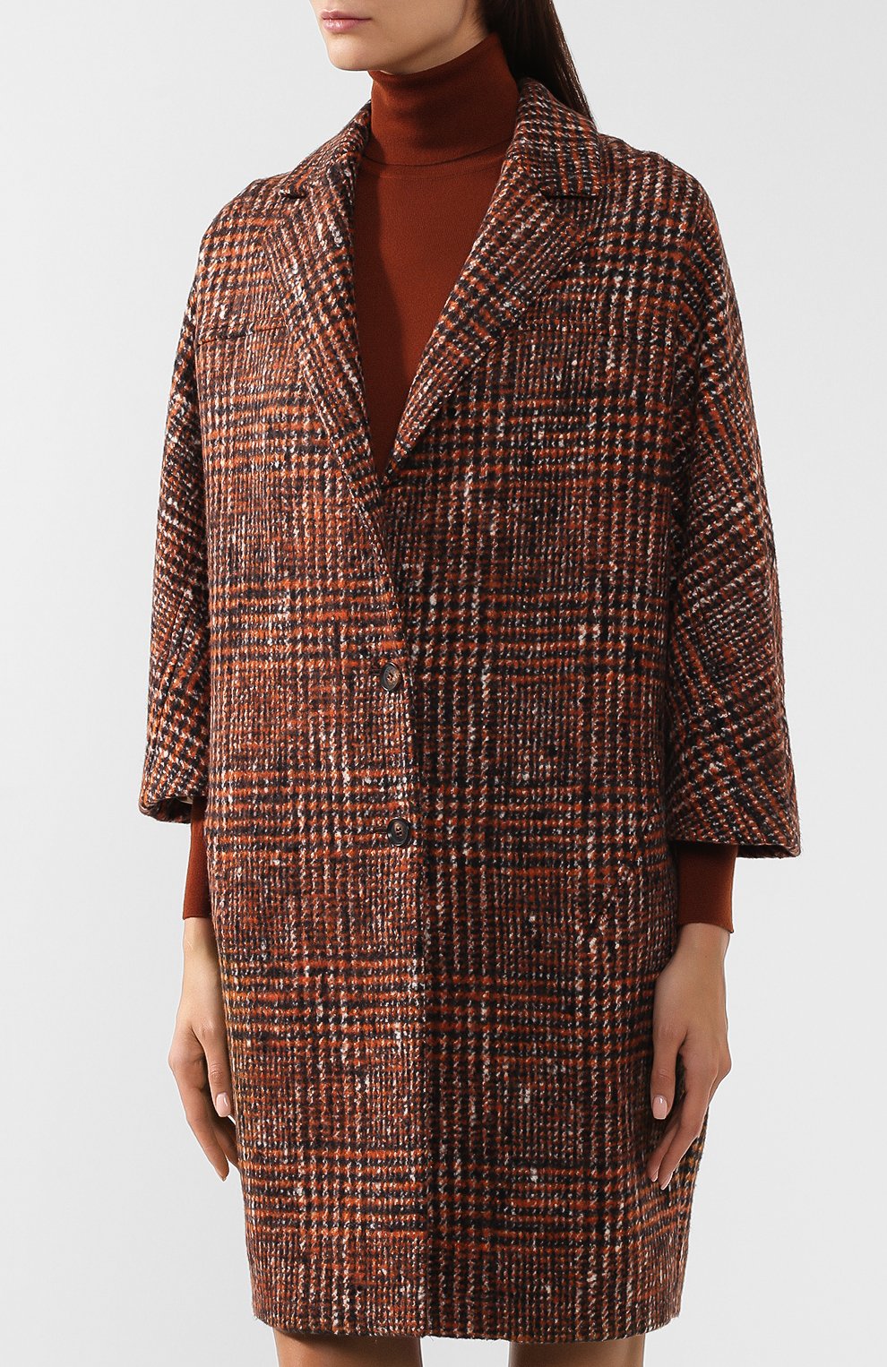 Шерстяное пальто KITON оранжевого цвета по цене 399500 руб., арт. D48608K04S24, фото 3 Шерстяное пальто KITON, арт. D48608K04S24, фото 3