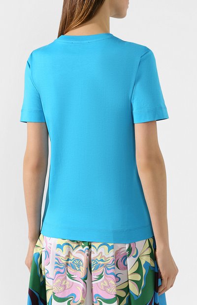 Хлопковая футболка EMILIO PUCCI синего цвета по цене 20600 руб., арт. 0EJP73/0E987, фото 4 Хлопковая футболка EMILIO PUCCI, арт. 0EJP73/0E987, фото 4