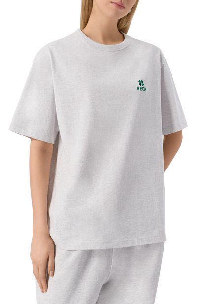 Хлопковая футболка AECA WHITE серого цвета по цене 7770 руб., арт. AWCMSSBDTTSST010C0.LIGHT GREY (L), фото 3 Хлопковая футболка AECA WHITE, арт. AWCMSSBDTTSST010C0.LIGHT GREY (L), фото 3