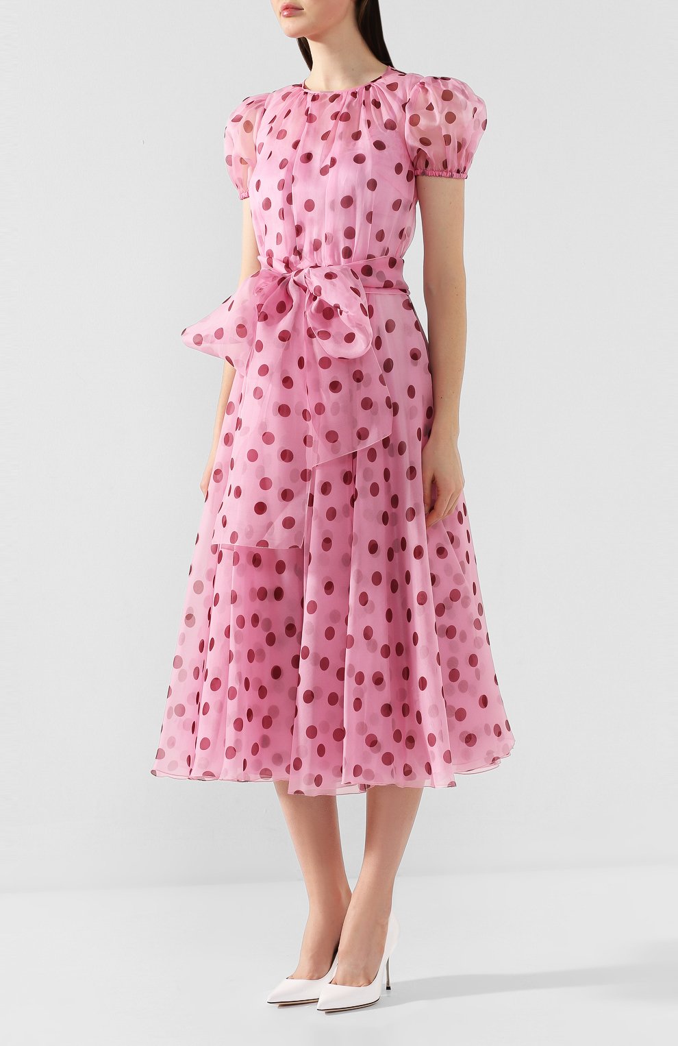 Шелковое платье DOLCE & GABBANA розового цвета по цене 267500 руб., арт. F6H0ET/HS19Z, фото 3 Шелковое платье DOLCE & GABBANA, арт. F6H0ET/HS19Z, фото 3