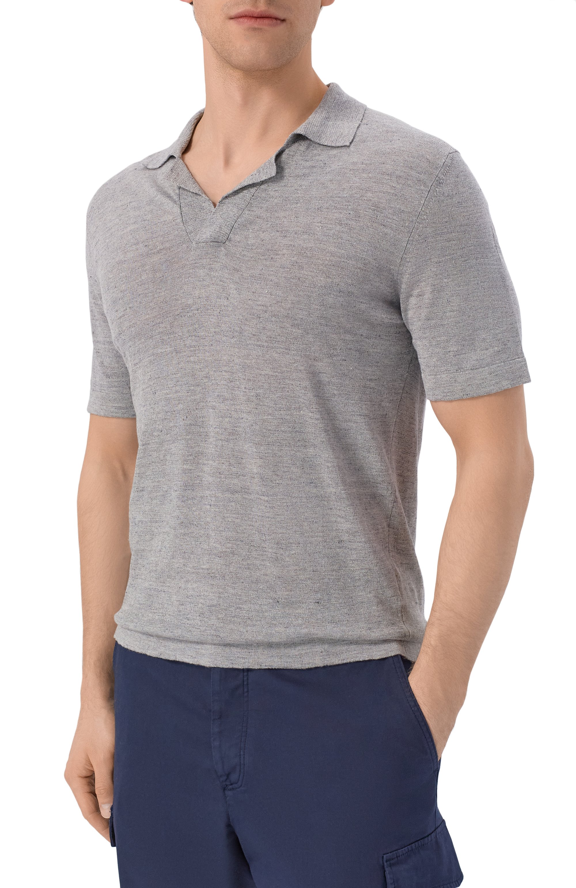 Поло изо льна и шелка ANDREA CAMPAGNA, арт. M5426-8087, фото 3