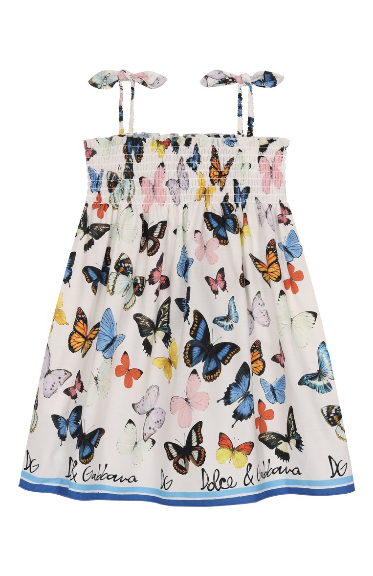 Детское хлопковый сарафан DOLCE & GABBANA белого цвета, арт. L54DE0/FI5KS/2-6 | Фото 2 (Материал внешний: Хлопок; Рукава: Без рукавов; Девочки Кросс-КТ: Сарафан-одежда; Автоматизация состава: Проставлено; Автоматизация ТО: Проставлено; Ростовка одежда: 4 года | 104 см, 2 года | 92 см, 3 года | 98 см, 5 лет | 110 см, 6 лет | 116 см)