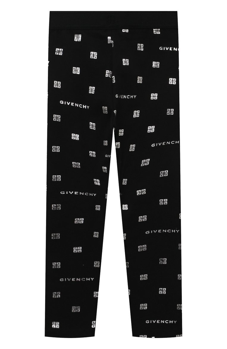 Детские хлопковые легинсы GIVENCHY черного цвета, арт. H14211/4A-5A | Фото 2 (Нос: Не проставлено; Материал внешний: Хлопок; Девочки Кросс-КТ: Леггинсы-одежда)