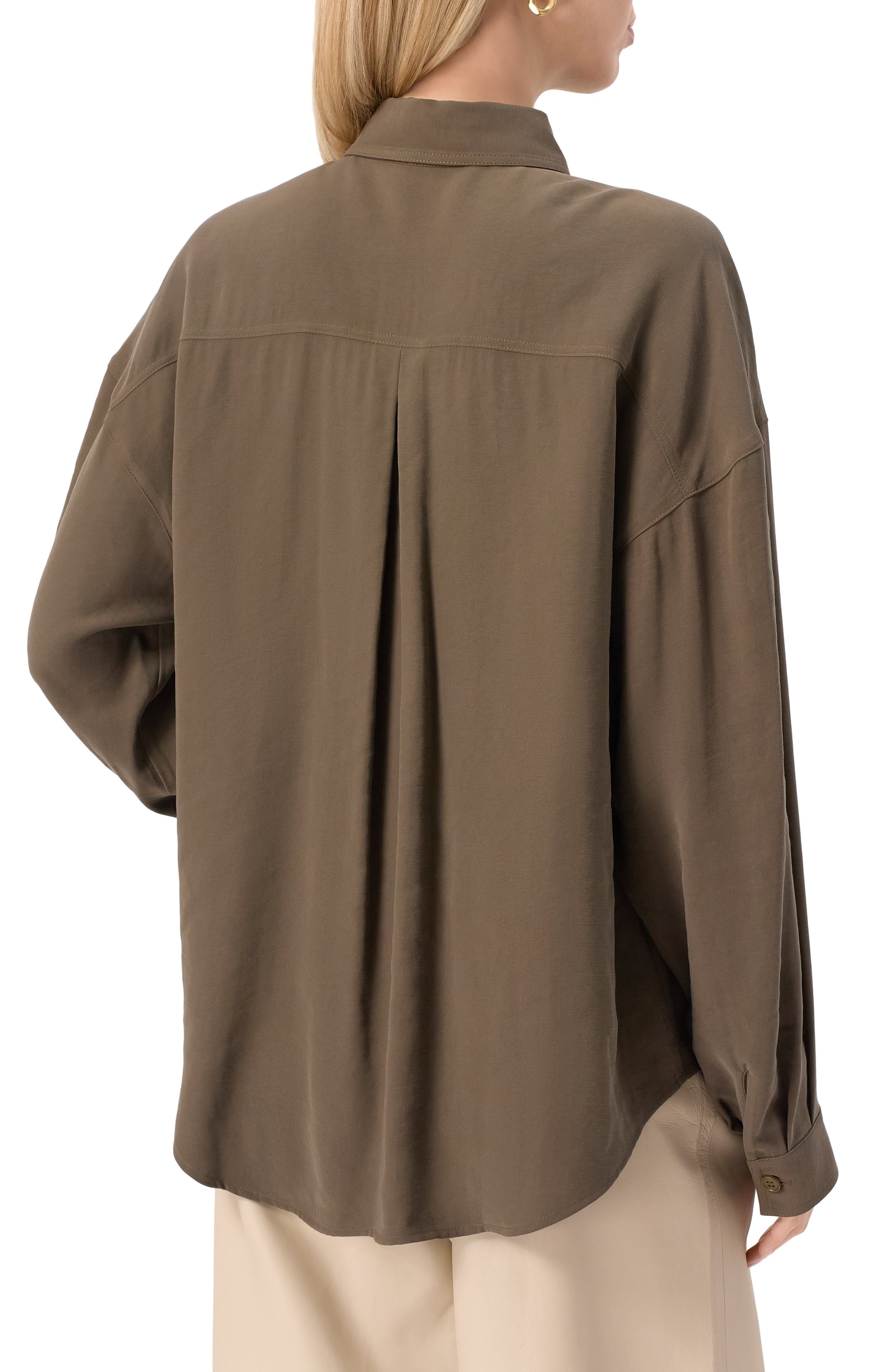 Рубашка из вискозы THE ANDAMANE хаки цвета по цене 39950 руб., арт. T170919A/TNV121, фото 4 Рубашка из вискозы THE ANDAMANE, арт. T170919A/TNV121, фото 4