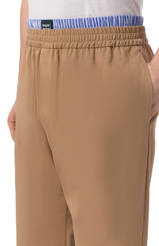 Хлопковые брюки MSGM 4040MP06/267104 Бежевый  4040MP06/267104 Фото 5