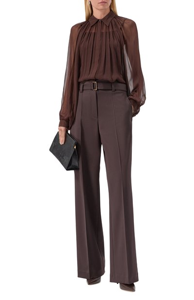 Шелковая блузка JACOB LEE коричневого цвета по цене 99500 руб., арт. WSB2015AW25BW, фото 2 Шелковая блузка JACOB LEE, арт. WSB2015AW25BW, фото 2