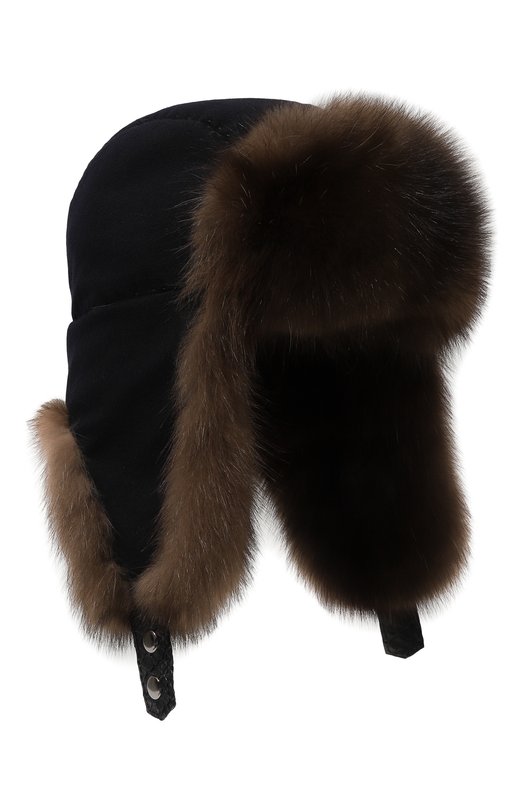 Шапка-ушанка с отделкой из меха соболя Майкл FurLand 0201414210015100003 Коричневый 0201414210015100003