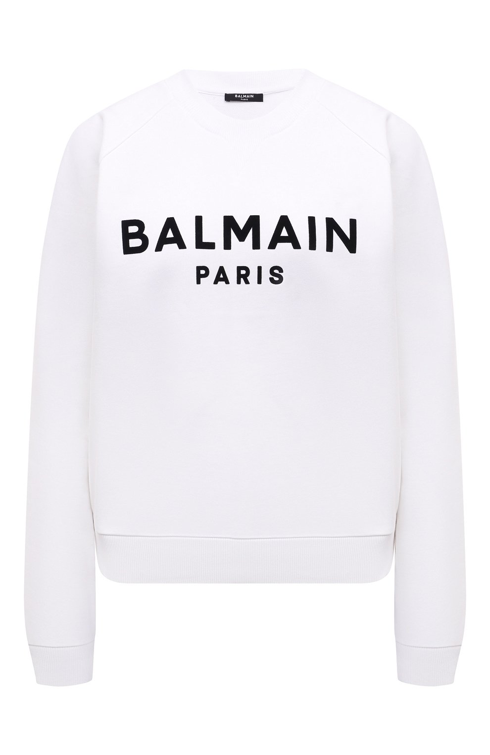 Хлопковый свитшот BALMAIN черно-белого цвета по цене 65550 руб., арт. XF1JQ001BB37, фото 1 Хлопковый свитшот BALMAIN, арт. XF1JQ001BB37, фото 1