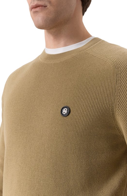 Хлопковый джемпер BOSS 50555124 Бежевый  50555124 Фото 5