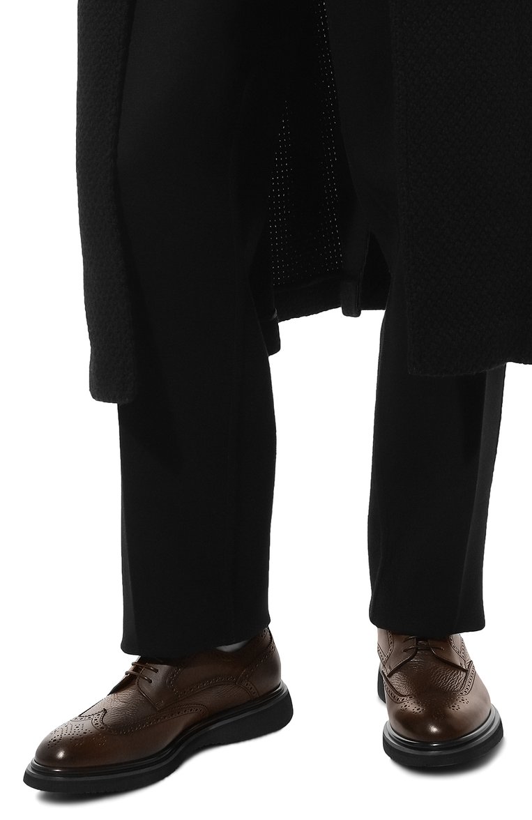 Мужские кожаные дерби BARRETT коричневого цвета, арт. CITY354-004.6 | Фото 3 (Мужское Кросс-КТ: Броги-обувь; Материал внутренний: Натуральная кожа, Текстиль; Материал сплава: Проставлено; Нос: Не проставлено; Стили: Классический)