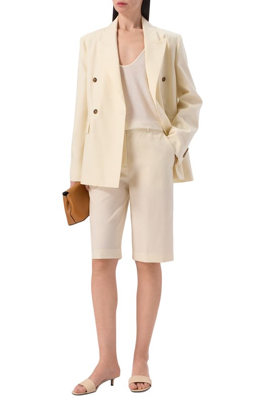 Шорты из шерсти и шелка Loulou de Saison RAY Кремовый  RAY Фото 2