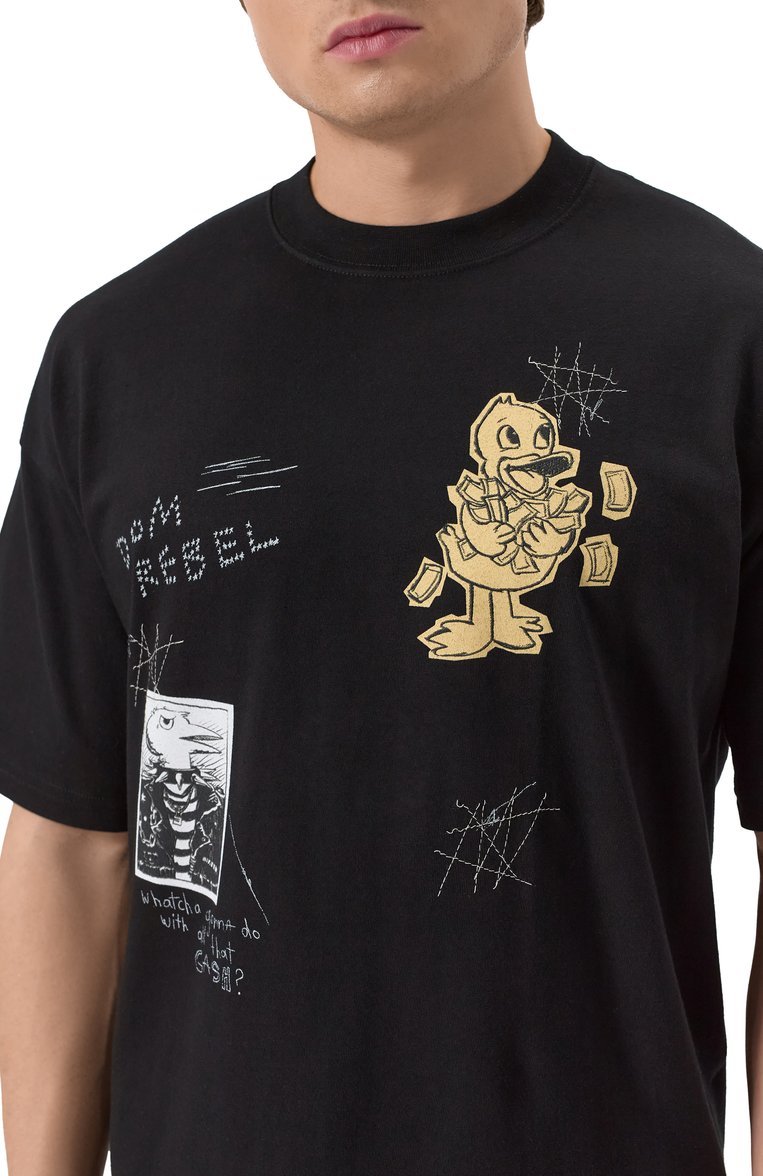 Мужская хлопковая футболка DOMREBEL черного цвета, арт. D0LLARS/T-SHIRT | Фото 5 (Длина (для топов): Стандартные; Рукава: Короткие; Материал внешний: Хлопок; Принт: С принтом; Стили: Гранж; Кросс-КТ: Джерси; Мужское Кросс-КТ: Футболка-одежда)