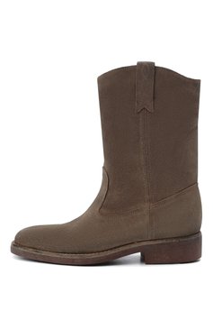 Женские замшевые сапоги GOLDEN GOOSE DELUXE BRAND светло-коричневого цвета, арт. GWF00153.F000677 | Фото 3 (Каблук высота: Низкий; Высота голенища: Низкие; Материал внутренний: Натуральная кожа; Каблук тип: Устойчивый; Женское Кросс-КТ: Без шнуровки-ботинки; Материал внешний: Замша, Натуральная кожа; Подошва: Плоская; Материал утеплителя: Без утеплителя; Материал сплава: Проставлено; Драгоценные камни: Проставлено)