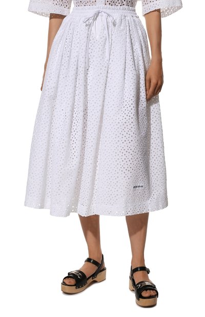 Хлопковая юбка MIU MIU, арт. MG1748-1EWL-F0009, фото 3