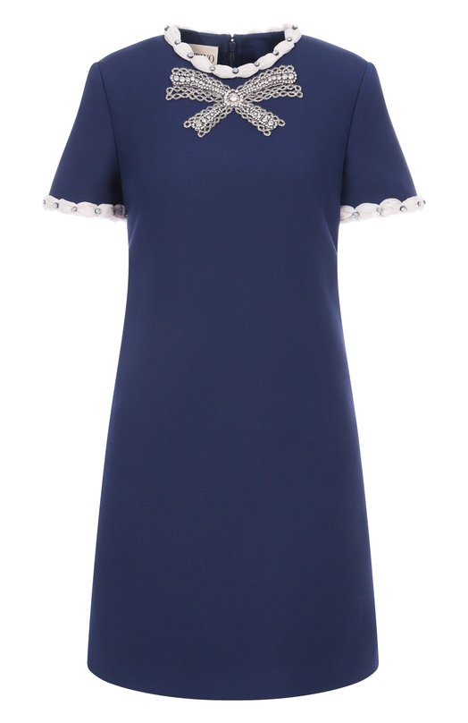 Платье из шерсти и шелка Valentino 7B3VADR9/1CF Синий 7B3VADR9/1CF