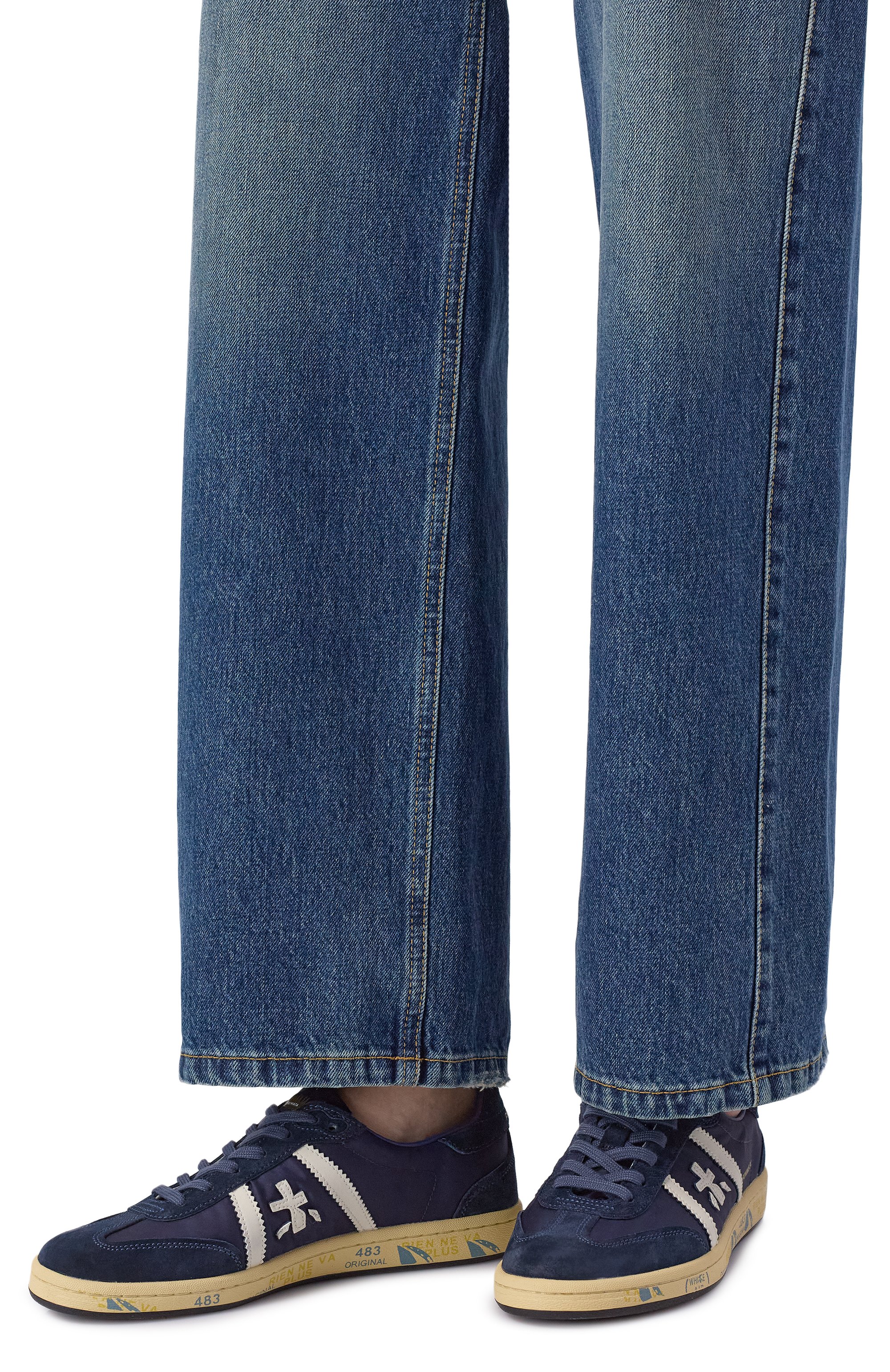 Комбинированные кеды bonnie-d PREMIATA темно-синего цвета по цене 26950 руб., арт. B0NNIED/VAR 7698, фото 2 Комбинированные кеды bonnie-d PREMIATA, арт. B0NNIED/VAR 7698, фото 2