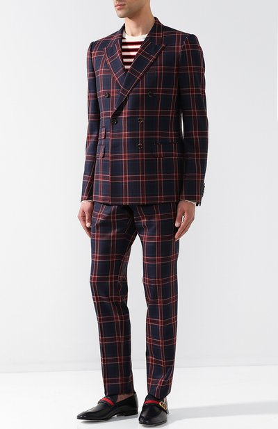 Шерстяной костюм в клетку с двубортным пиджаком GUCCI, арт. 473208/Z544D, фото 1
