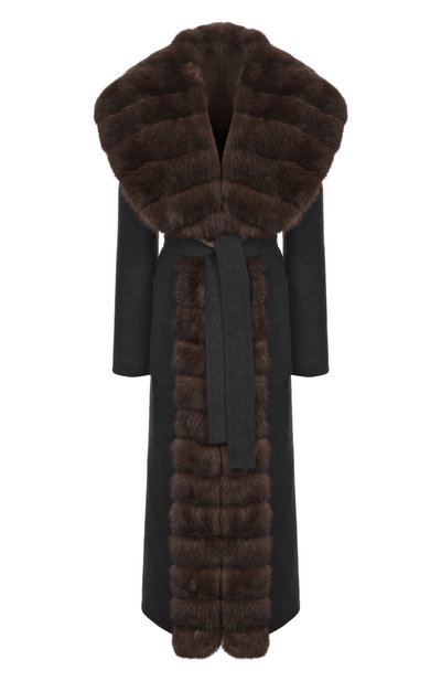 Шерс тяное пальто с отделкой из соболя MVST, арт. FTBPL-X1395-1SB/LP1134, фото 1