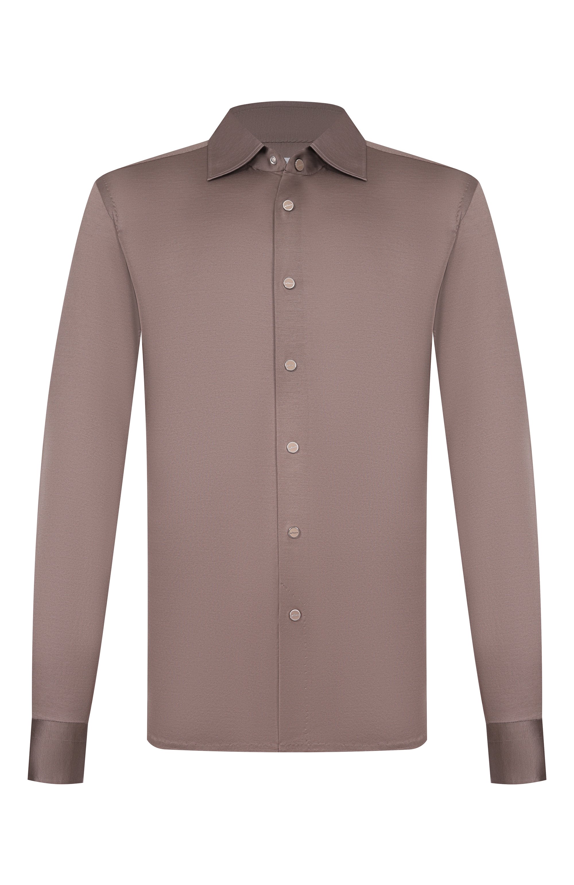 Хлопковая рубашка KITON коричневого цвета по цене 79950 руб., арт. UMCNERHH09665, фото 1 Хлопковая рубашка KITON, арт. UMCNERHH09665, фото 1