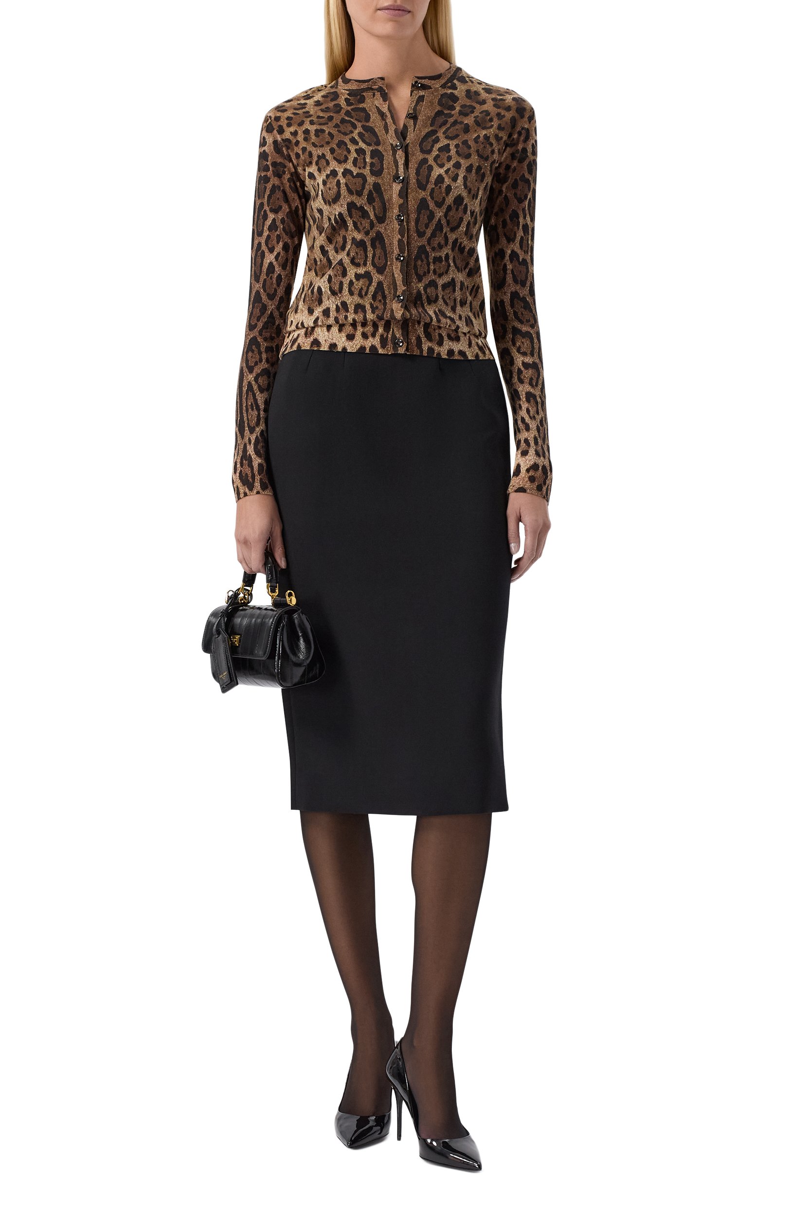 Шерстяной кардиган DOLCE & GABBANA леопардового цвета по цене 254000 руб., арт. FXV09T/JDVGG, фото 2 Шерстяной кардиган DOLCE & GABBANA, арт. FXV09T/JDVGG, фото 2