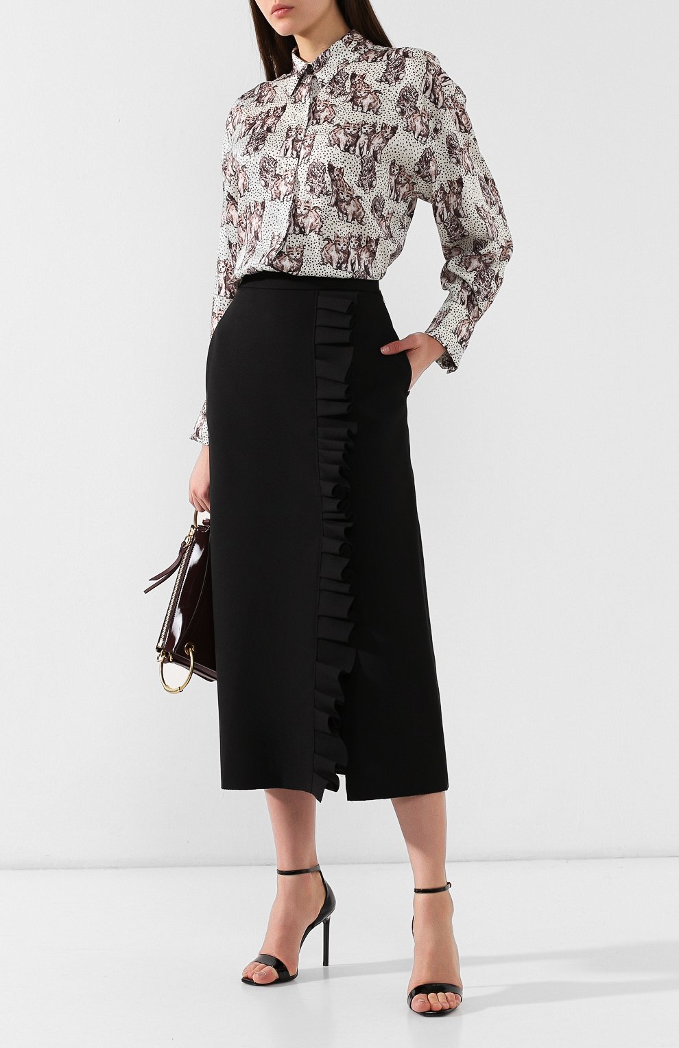 Юбка-миди MSGM черного цвета по цене 35100 руб., арт. 2741MDD09 195600, фото 2 Юбка-миди MSGM, арт. 2741MDD09 195600, фото 2