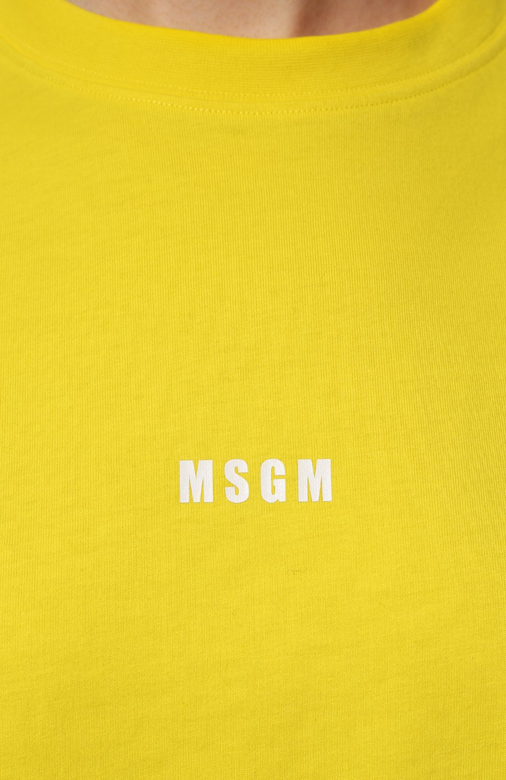 Хлопковая футболка MSGM желтого цвета по цене 12300 руб., арт. 3241MDM500 227298, фото 5 Хлопковая футболка MSGM, арт. 3241MDM500 227298, фото 5