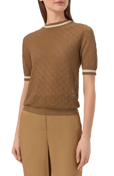 Хлопковый пуловер LORENA ANTONIAZZI бежевого цвета по цене 75300 руб., арт. E26110TM44A/1329, фото 3 Хлопковый пуловер LORENA ANTONIAZZI, арт. E26110TM44A/1329, фото 3