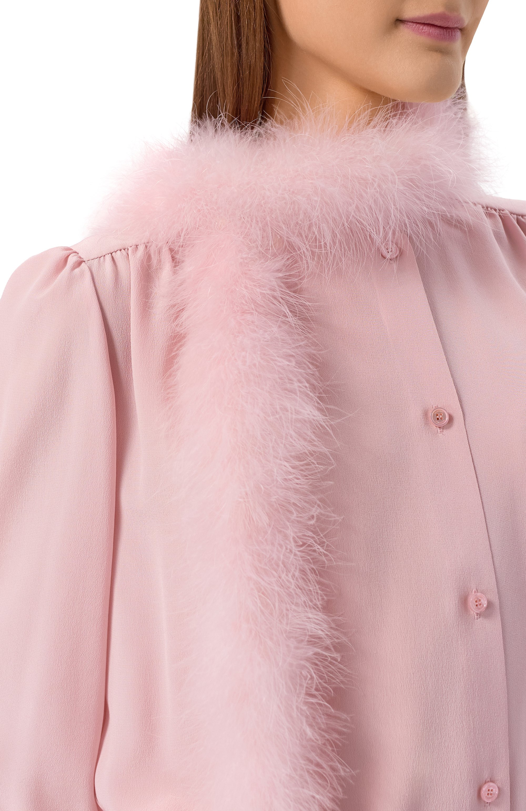 Шелковая блузка с отделкой перьями VALENTINO, арт. 8B3AB8A1/21B, фото 5