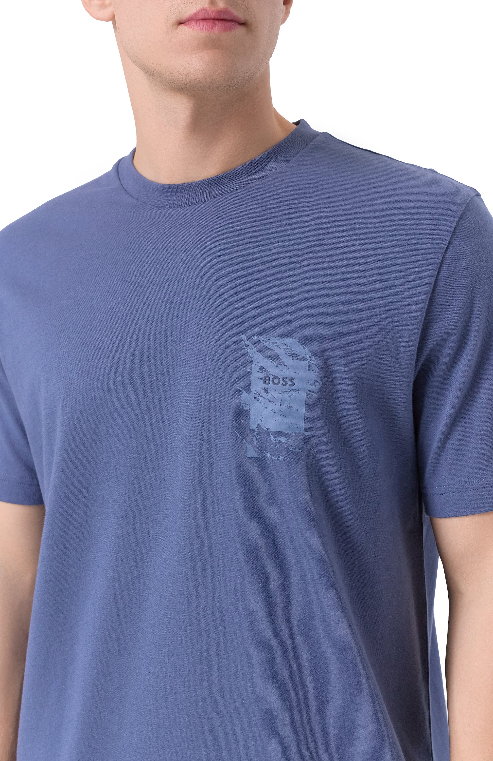 Хлопковая футболка BOSS ORANGE синего цвета по цене 6995 руб., арт. 50554610, фото 5 Хлопковая футболка BOSS ORANGE, арт. 50554610, фото 5