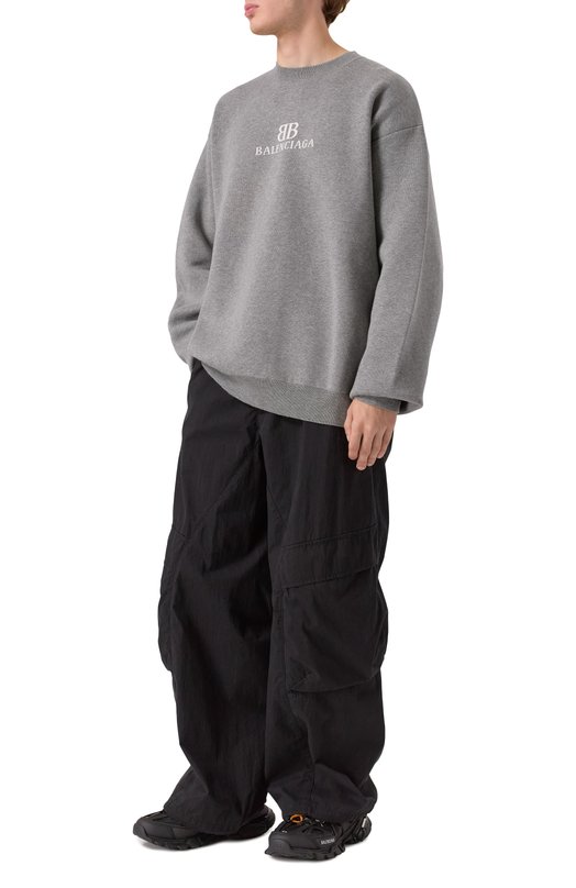 Хлопковый свитер Balenciaga 818422/T3368 Серый  818422/T3368 Фото 2