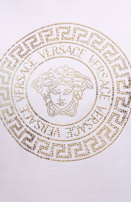 Хлопковая футболка Versace 1001619/1A01263 Белый  1001619/1A01263 Фото 5