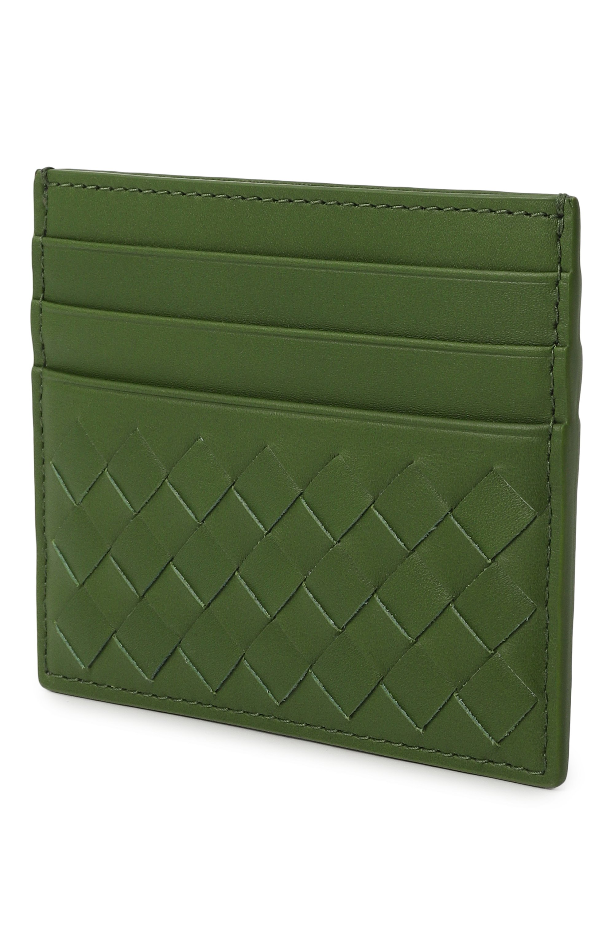 Кожаный футляр для кредитных карт BOTTEGA VENETA зеленого цвета по цене 41650 руб., арт. 522326/V47W1, фото 2 Кожаный футляр для кредитных карт BOTTEGA VENETA, арт. 522326/V47W1, фото 2