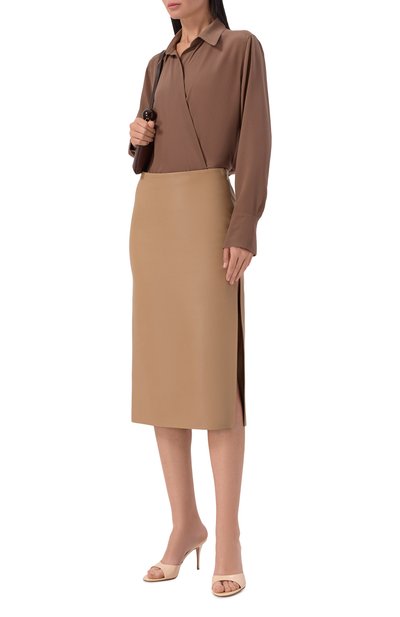 Кожаная юбка SASHAVERSE коричневого цвета по цене 120960 руб., арт. SKLT038/LEATHER.300/SS, фото 2 Кожаная юбка SASHAVERSE, арт. SKLT038/LEATHER.300/SS, фото 2