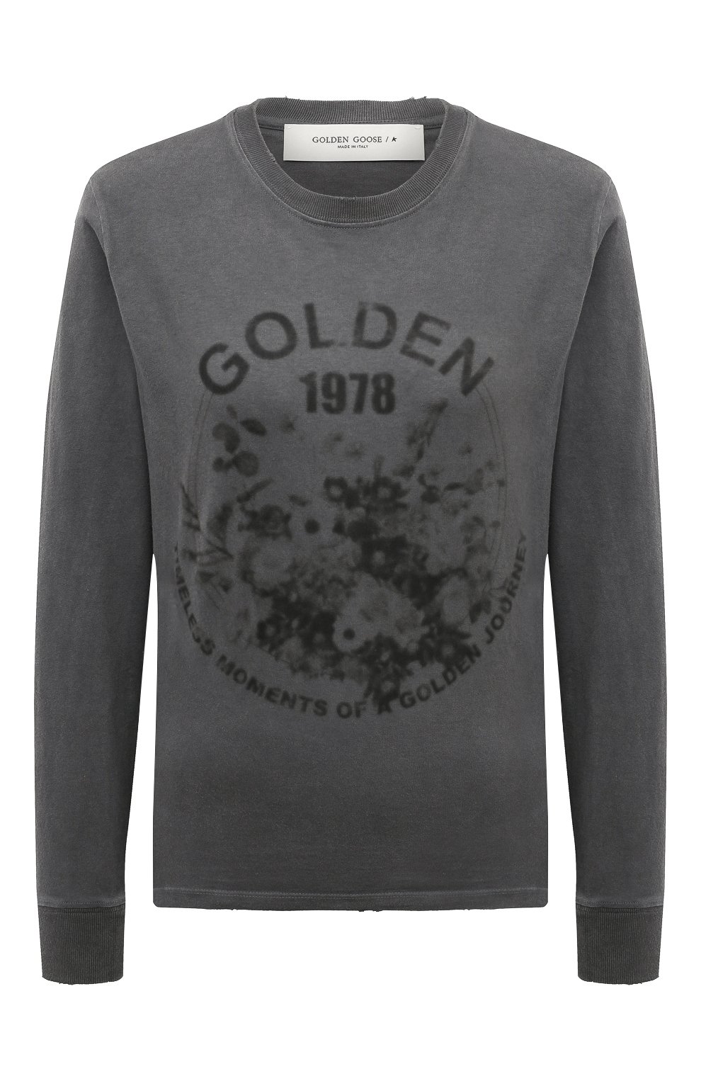 Хлопковый пуловер GOLDEN GOOSE DELUXE BRAND темно-серого цвета по цене 24750 руб., арт. GWP01419.P001223, фото 1 Хлопковый пуловер GOLDEN GOOSE DELUXE BRAND, арт. GWP01419.P001223, фото 1