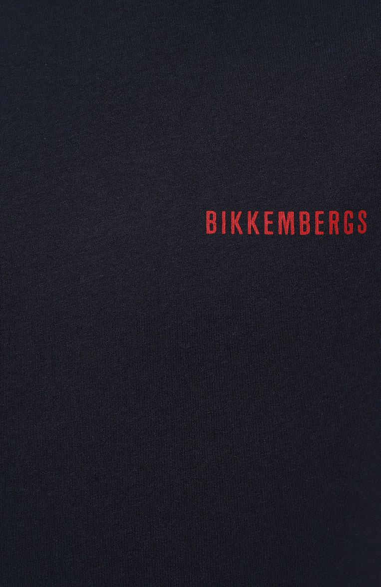 Мужская хлопковая футболка DIRK BIKKEMBERGS темно-синего цвета, арт. BKK3MTS04 | Фото 5 (Длина (для топов): Стандартные; Драгоценные камни: Проставлено; Материал внешний: Хлопок; Материал сплава: Проставлено; Рукава: Короткие; Принт: С принтом; Стили: Кэжуэл; Мужское Кросс-КТ: Футболка-одежда; Кросс-КТ: Джерси)