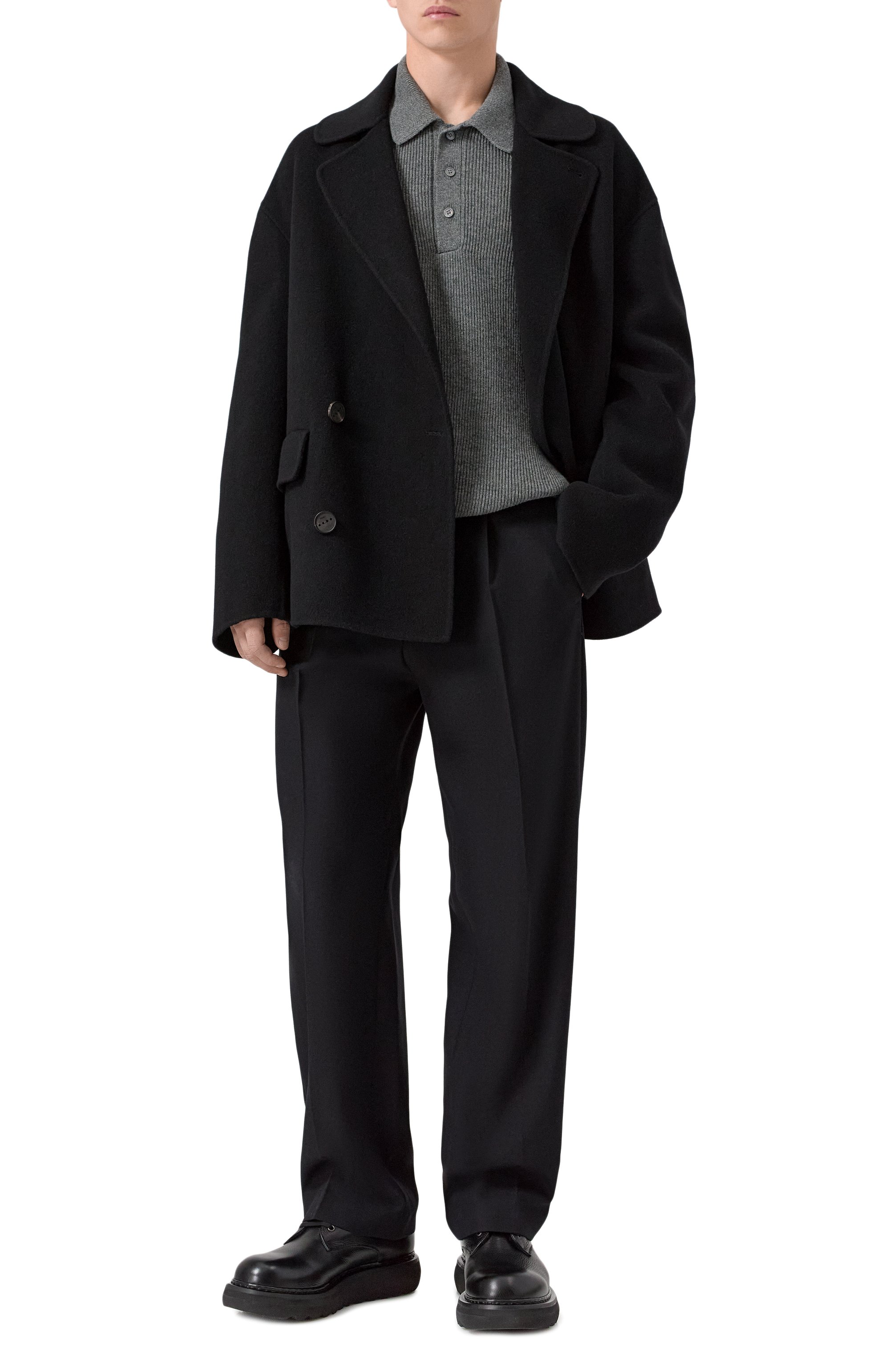 Шерстяное пальто HEVO черного цвета по цене 111000 руб., арт. GALESAN0 D 0/I700, фото 2 Шерстяное пальто HEVO, арт. GALESAN0 D 0/I700, фото 2