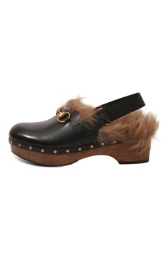Женские кожаные сабо amstel GUCCI разноцветного цвета, арт. 397747 BLR90 | Фото 4 (Подошва: Платформа; Материал утеплителя: Натуральный мех; Каблук высота: Низкий; Материал внешний: Натуральная кожа)