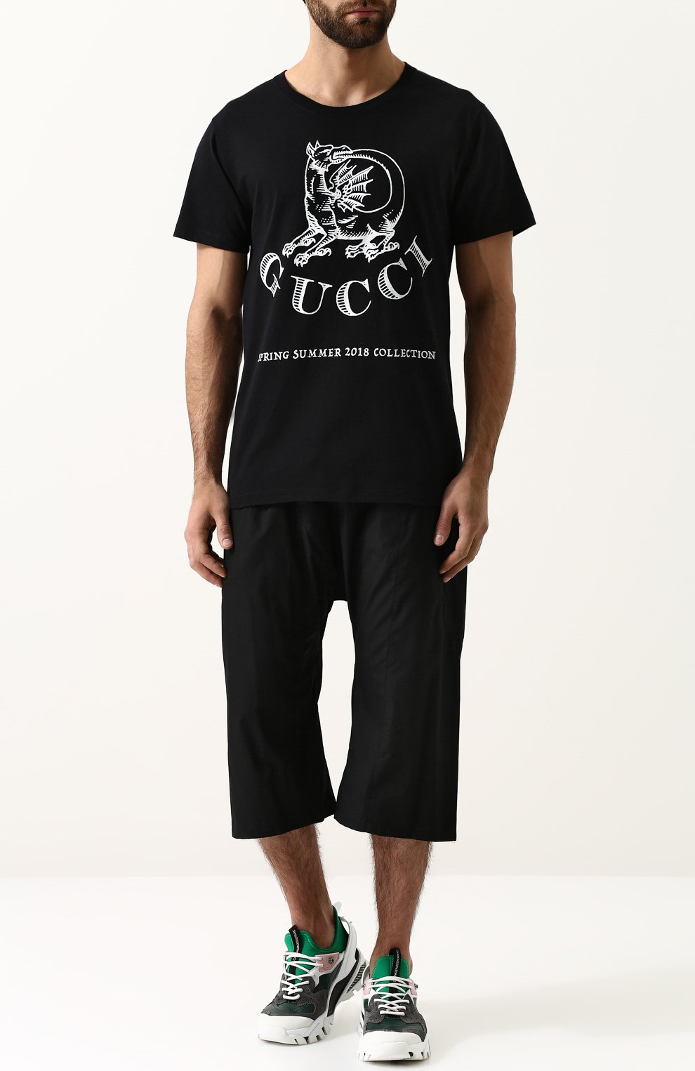 Хлопковая футболка с принтом GUCCI черного цвета по цене 31350 руб., арт. 493117/X3N23, фото 2 Хлопковая футболка с принтом GUCCI, арт. 493117/X3N23, фото 2