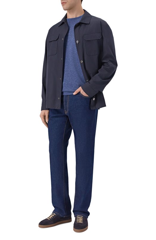 Футболка изо льна и хлопка Brunello Cucinelli M2L00340 Синий  M2L00340 Фото 2