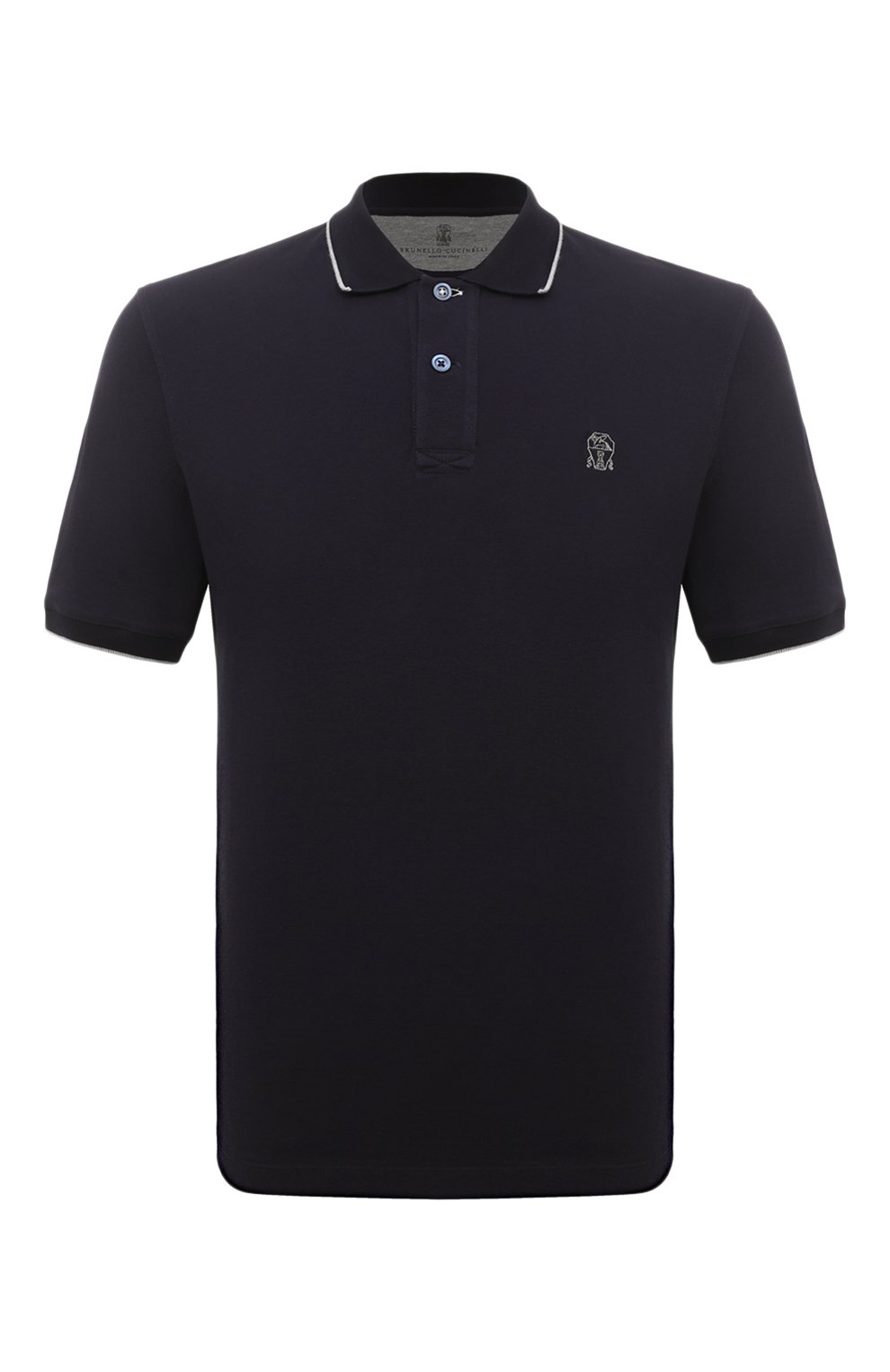 Хлопковое поло BRUNELLO CUCINELLI темно-синего цвета по цене 58100 руб., арт. ME8549779G, фото 1 Хлопковое поло BRUNELLO CUCINELLI, арт. ME8549779G, фото 1