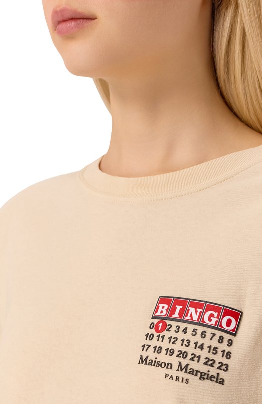 Хлопковая футболка Maison Margiela S51GC0537/S24575 Бежевый  S51GC0537/S24575 Фото 5