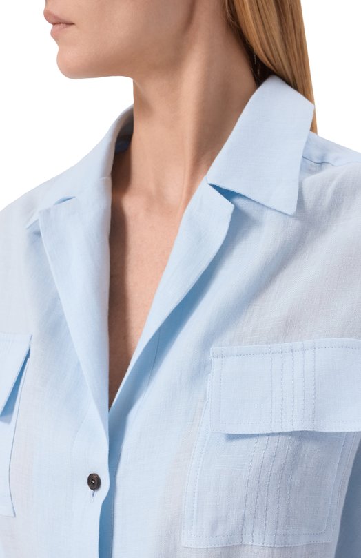 Льняная рубашка Kiton D57418H09690 Голубой  D57418H09690 Фото 5